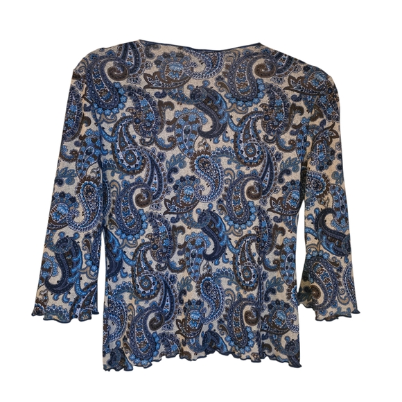 Zoey Beth Y2K Bohemian Paisley V-Neck Blouse Flared Sleeve Medium - Picture 8 of 12